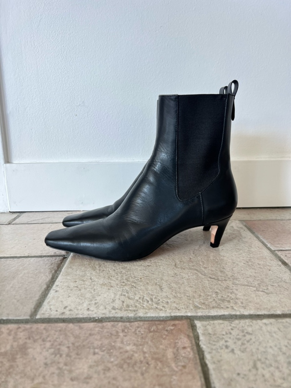 Reformation Roberta Black Leather Ankle Booties Boots